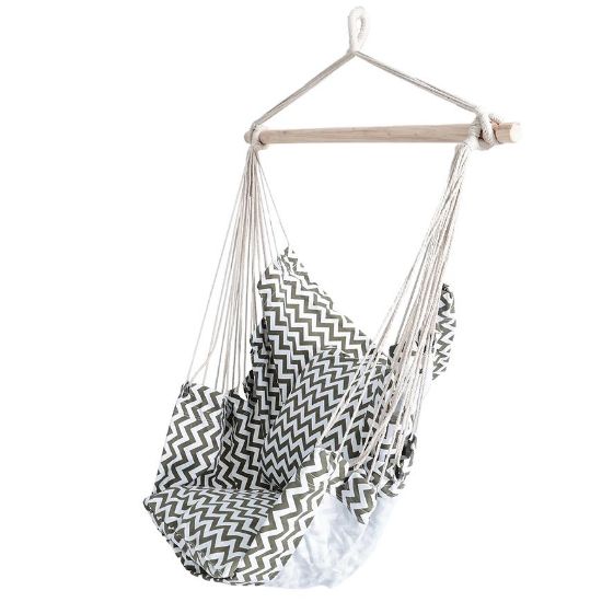Obrazek Hamak ogrodowy fotel brazylijski biało-czarny