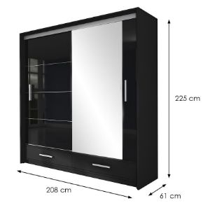 Obrazek Szafa Marsylia 203 czarny połysk/czarny