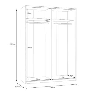 Obrazek Szafa dwudrzwiowa Ossett 150 SHMS72413 dąb artisan/biały