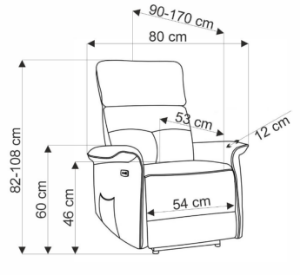 Obrazek Fotel z funkcją elektrycznego rozkładania Semi popielaty