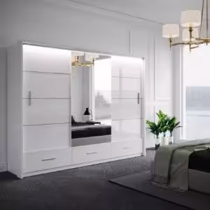 Obrazek Szafa Marsylia 250 biały połysk/lustro/biały