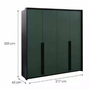 Obrazek Szafa czterodrzwiowa Genua 210 zieleń/czarny