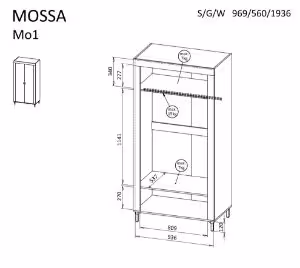 Obrazek Szafa dwudrzwiowa Mossa MO1 dąb whisky /czarny mat