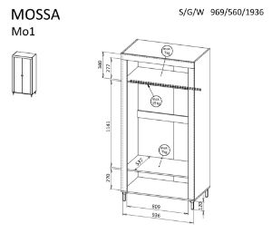 Obrazek Szafa dwudrzwiowa Mossa MO1 dąb whisky /cashmere
