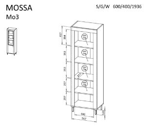 Obrazek Witryna wysoka MO3 dąb whisky/biały mat