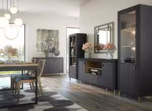 Obrazek Witryna niska Mossa MO5 dąb whisky/czarny mat