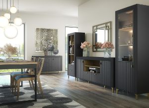 Obrazek Komoda dwudrzwiowa Mossa MO7 z szufladą dąb whisky/czarny mat