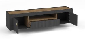 Obrazek Szafka RTV Mossa MO8 dąb whisky/czarny mat
