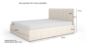 Obrazek Łóżko tapicerowane 160 x200 Mossa MO12 z pojemnikiem beżowe