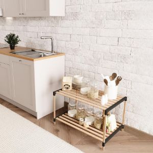 Obrazek Regał Wielofunkcyjny FIX-2006-2 naturalny/czarny