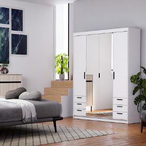 Obrazek Szafa Elena 4D 6S biały/lustro