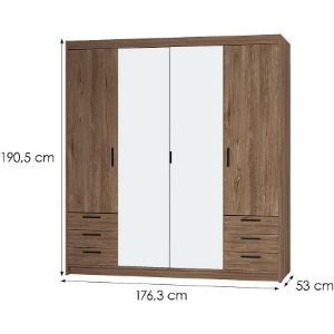 Obrazek Szafa Elena 4D 6S dąb lefkas/lustro