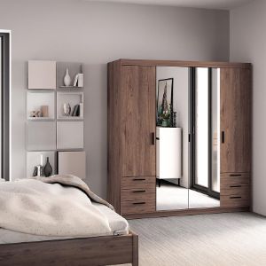 Obrazek Szafa Elena 4D 6S dąb lefkas/lustro