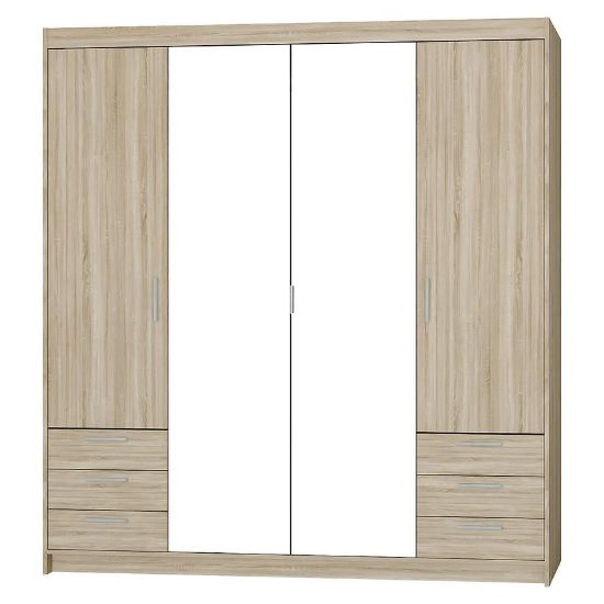 Obrazek Szafa Elena 4D 6S dąb sonoma/lustro