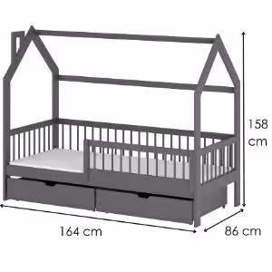 Obrazek Łóżko Domek Oskar 80x160 graphite