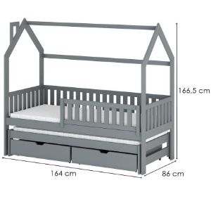Obrazek Łóżko Domek Monkey 80x160 grey
