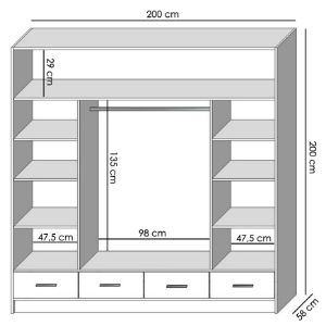 Obrazek Szafa Sophie 200 craft/czarny