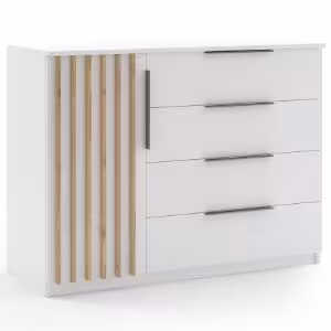 Obrazek Komoda Sorento 120x89x48 biały/lamela złoty craft