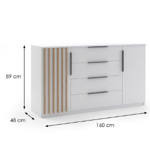 Obrazek Komoda Sorento 160x89x48 biały/lamela złoty craft