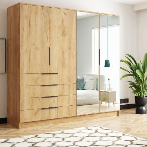 Obrazek Szafa Bogota 200 craft złoty+czarne uchwyty