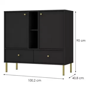 Obrazek Komoda Tokyo 2  2F 2S czarny grafit 825