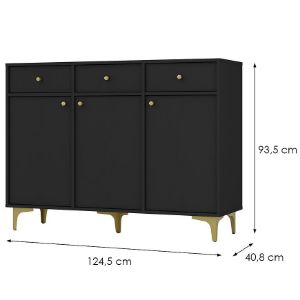 Obrazek Komoda Tokyo 1 3F 3S czarny grafit 827