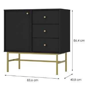 Obrazek Komoda Tokyo 3 1F 3S czarny grafit 814