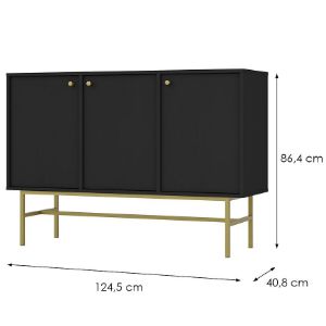 Obrazek Komoda Tokyo 3 3F czarny grafit 813
