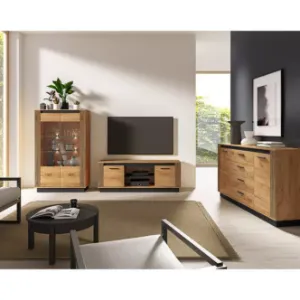 Obrazek Szafka RTV Urso 08 Dąb Craft Złoty/Czarny