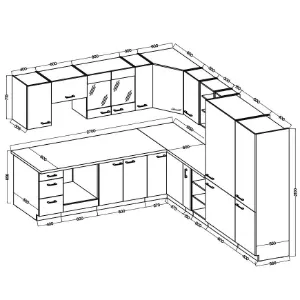 Obrazek Kuchnia narożna Modena Czarny/Artisan 270x235 Cm