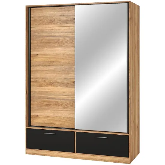 Obrazek Szafa 2d2s Beta przesuwna z lustrem 61 dąb mauvella/czarny