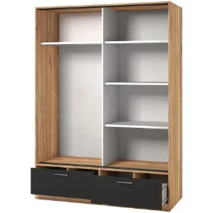 Obrazek Szafa 2d2s Beta przesuwna z lustrem 61 dąb mauvella/czarny