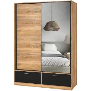 Obrazek Szafa 2d2s Beta przesuwna z lustrem 61 dąb mauvella/czarny