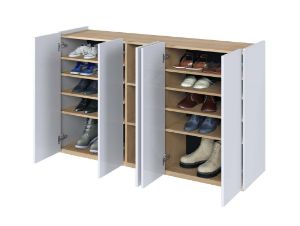 Obrazek Komoda pięciodrzwiowa Easy EA-01 z oświetleniem biały połysk/dąb scandi