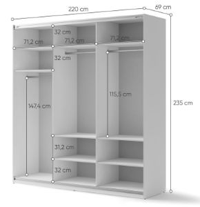 Obrazek Szafa przesuwna Maxi MX-05 z lustrem 220 cm biały