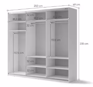 Obrazek Szafa przesuwna Maxi MX-06 z lustrem 250 cm biały