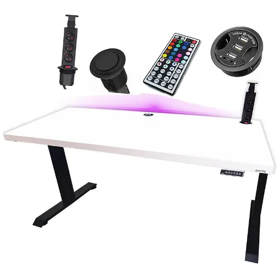 Obrazek Biurko Gamingowe Low Elektr. Białe 120x60x3.6 Model 3