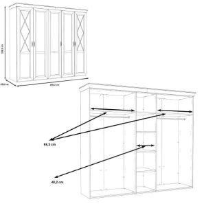 Obrazek Szafa pięciodrzwiowa Kashmir KSMS955S3-D43