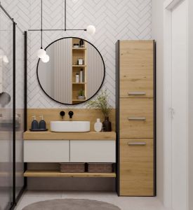 Obrazek Szafka łazienkowa Wera 3D antracyt/dąb artisan