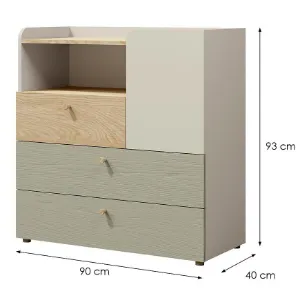 Obrazek Komoda Yuki 10 Eukaliptus/Szary Beż/Dąb Olejowany