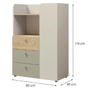 Obrazek Komoda Yuki 7 Eukaliptus/Szary Beż/Dąb Olejowany