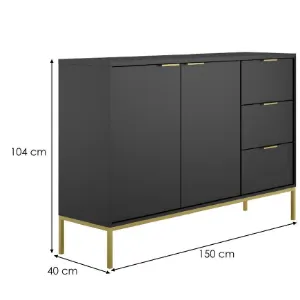 Obrazek Komoda Austin Czarny/Złoty
