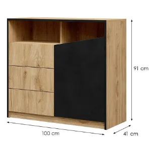 Obrazek Komoda Aston 5 Dąb Odwieczny/Czarny