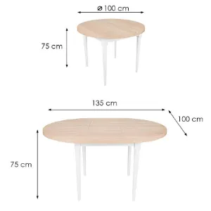 Obrazek Stół Odys ST-35 100x100+35 sonoma/biały