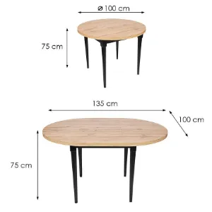 Obrazek Stół Odys ST-35 100x100+35 wotan/czarny