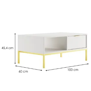 Obrazek Stolik 100 Austin Biały/Złoty