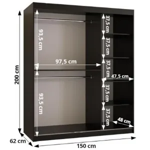 Obrazek Szafa Amiro 1 150 czarny/biały