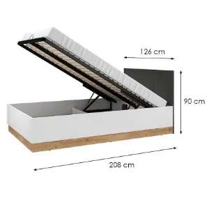 Obrazek Łóżko Torino 120+Stelaż z Podnośnikiem  1201 biały/dąb castello/grafit