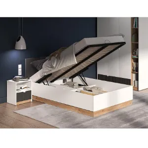 Obrazek Łóżko Torino 120+Stelaż z Podnośnikiem  1201 biały/dąb castello/grafit