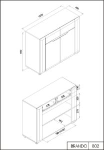 Obrazek Komoda dwudrzwiowa z szufladami Brando B02